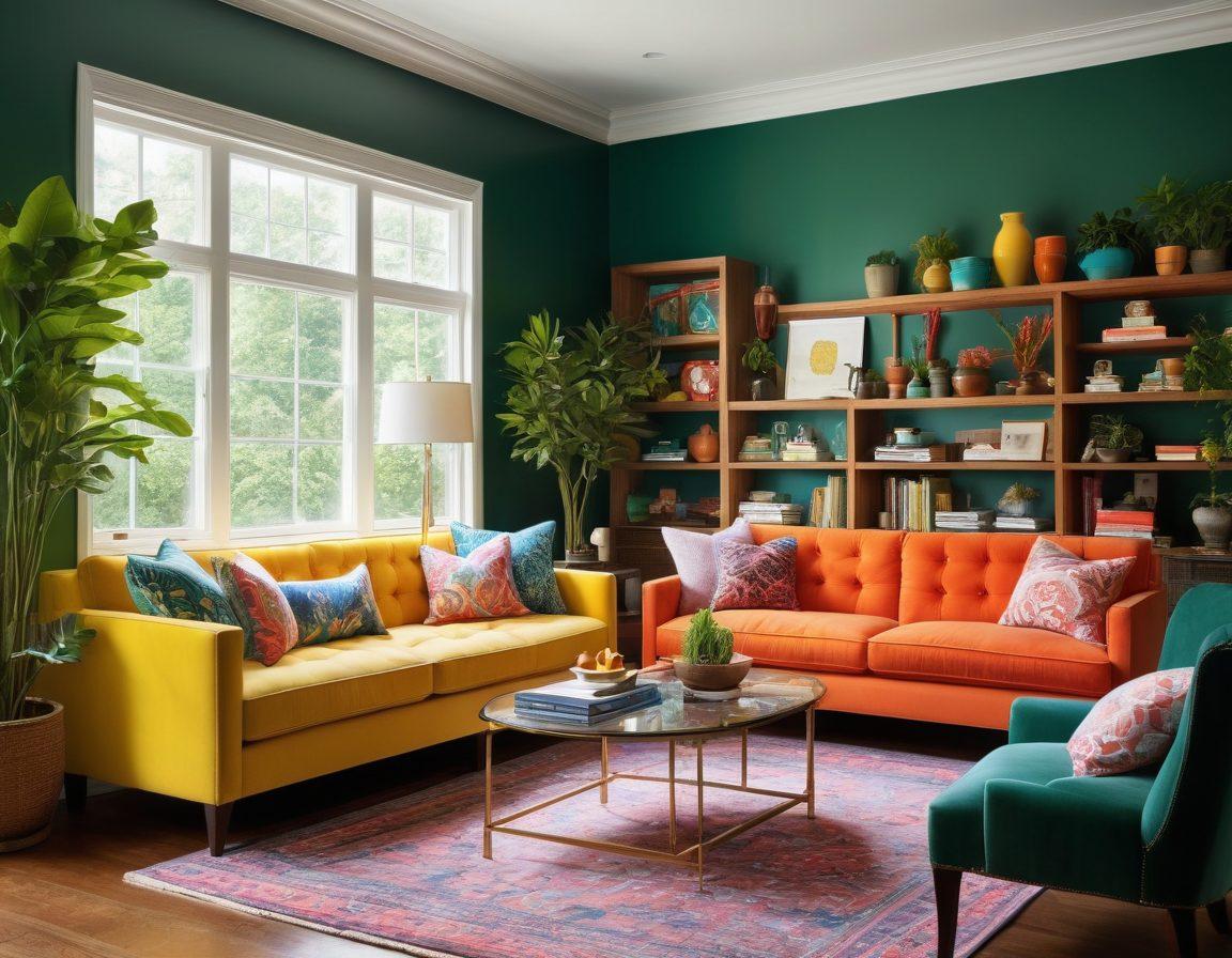 A beautifully designed living space featuring vibrant decor and clever storage solutions, showcasing before and after images of a home enhancement project. Include lush greenery, stylish furniture, and warm lighting to create an inviting atmosphere. Highlight essential tools and maintenance items like paintbrushes and cleaning supplies artfully arranged in the corner. Capture a sense of transformation and improvement in the home. super-realistic. bright colors. cozy ambiance.